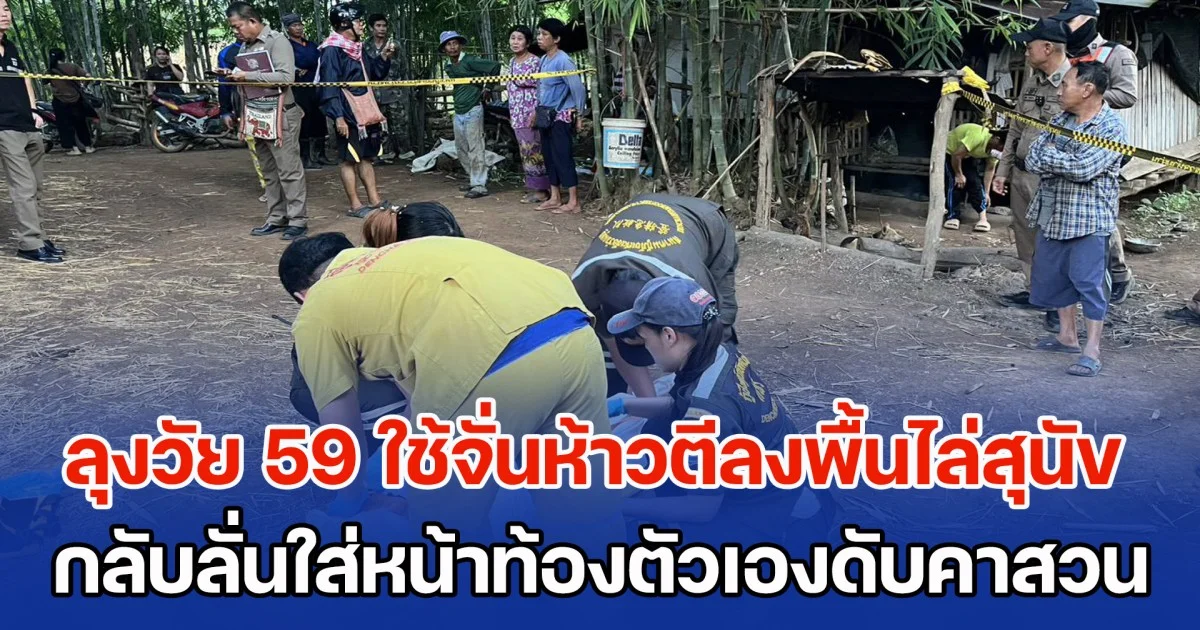 ลุงวัย 59 ดับคาสวน ใช้จั่นห้าวตีลงพื้นไล่สุนัข กลับลั่นใส่หน้าท้องตัวเอง