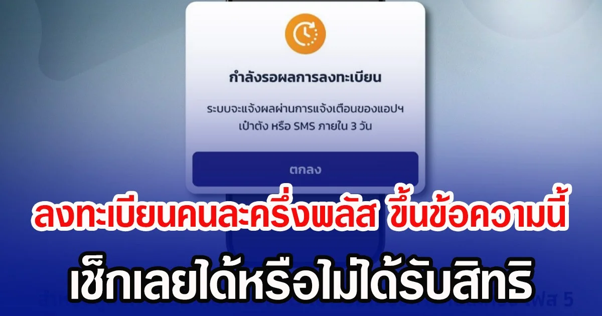 ลงทะเบียนคนละครึ่งพลัส ขึ้นข้อความนี้ เช็กเลยได้หรือไม่ได้รับสิทธิ