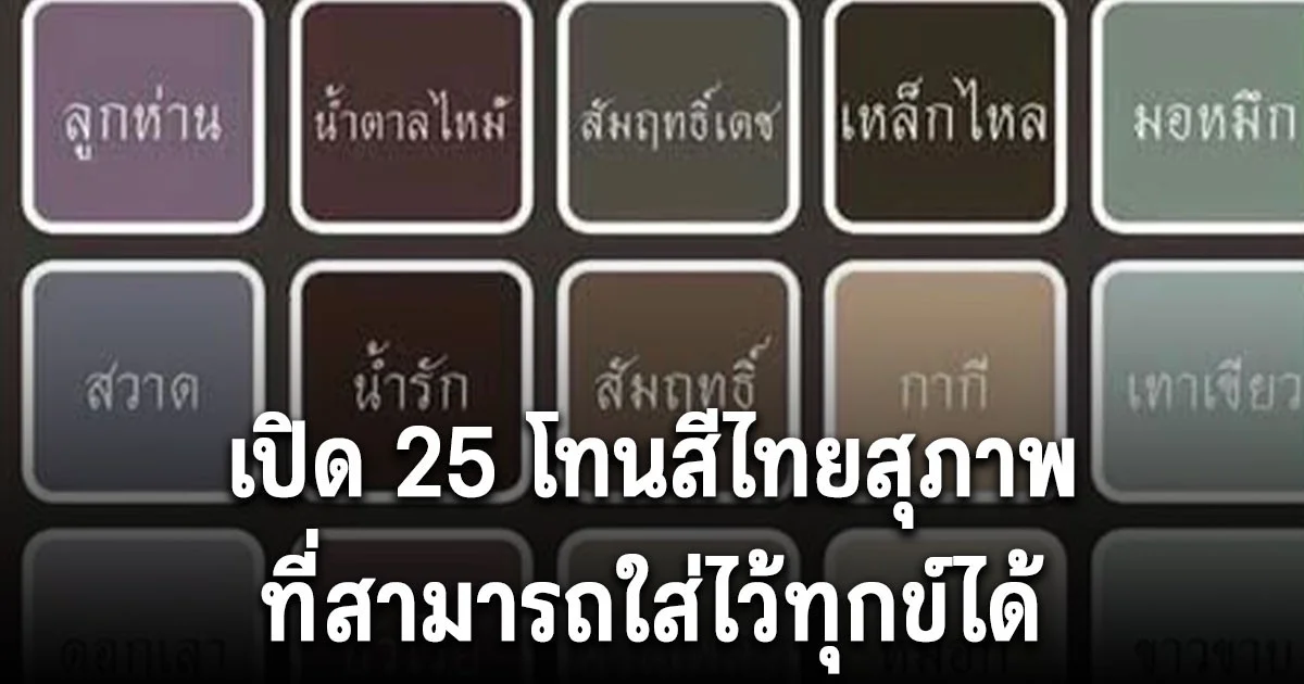 หลายคนยังไม่รู้ เปิด 25 โทนสีไทยสุภาพ ที่สามารถใส่ไว้ทุกข์ได้