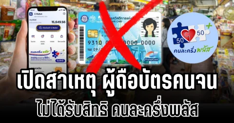 ชัดเจนนะ! รัฐบาลตอบเเล้ว สาเหตุผู้ถือบัตรคนจน ไม่ได้รับสิทธิ คนละครึ่งพลัส