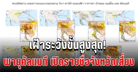 เฝ้าระวังขั้นสูงสุด! คัลแมกี พายุไต้ฝุ่นรุนแรงจ่อเข้าไทย เปิดรายชื่อจังหวัดเสี่ยง
