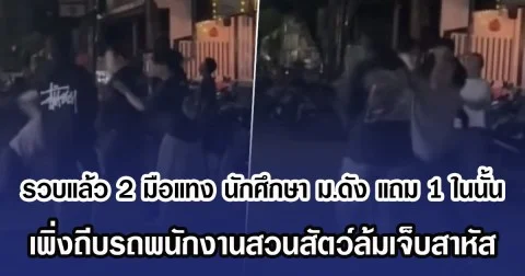 รวบแล้ว 2 มือแทง นักศึกษา ม.ดัง แถม 1 ในนั้น เพิ่งถีบรถพนักงานสวนสัตว์ล้มเจ็บสาหัส