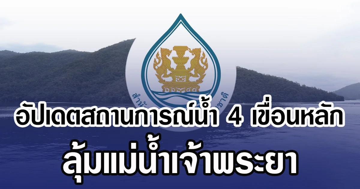 อัปเดตสถานการณ์น้ำ 4 เขื่อนหลัก ลุ้มแม่นํ้าเจ้าพระยา