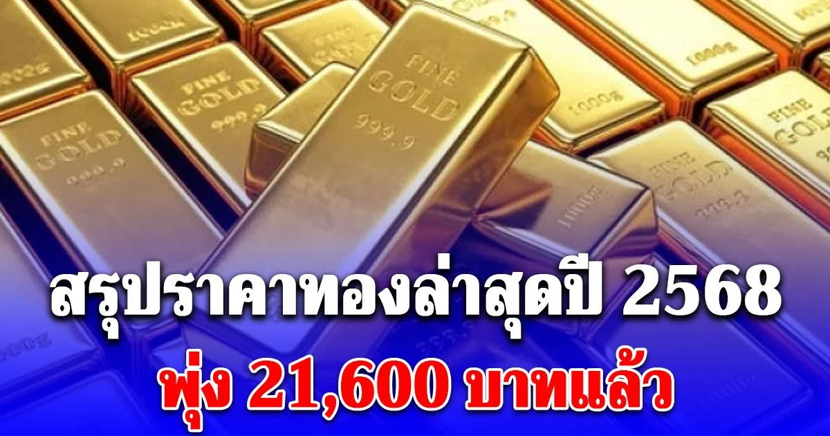 สรุปราคาทองล่าสุดปี 2568 ตั้งแต่ต้นปีปรับขึ้นต่อเนื่อง พุ่ง 21,600 บาทแล้ว เช็กการปรับขึ้น-ลง