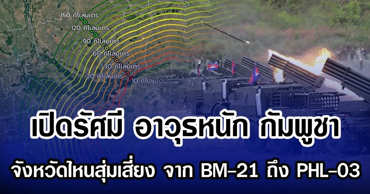 เปิดรัศมี อาวุธหนัก กัมพูชา จังหวัดไหนสุ่มเสี่ยง จาก BM-21 ถึง PHL-03