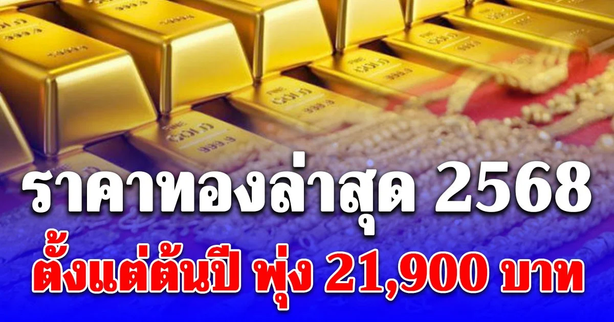 ราคาทองล่าสุด 2568 ตั้งแต่ต้นปี พุ่ง 21,900 บาท เช็กการปรับขึ้น-ลง