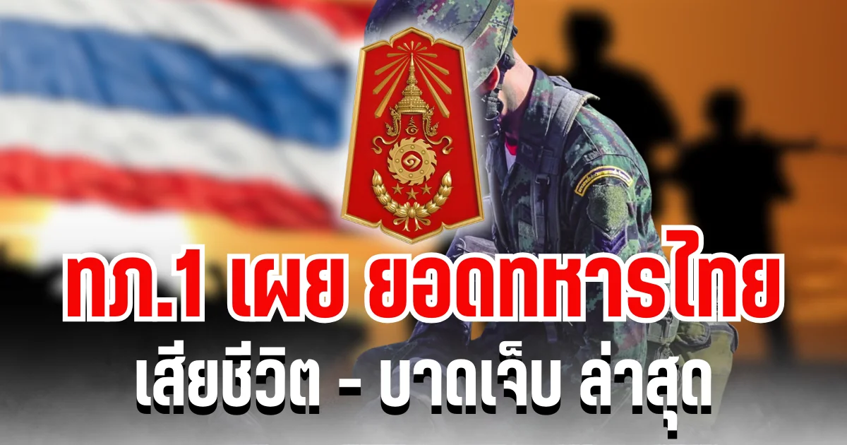 เศร้า กองทัพภาคที่ 1 เผย ยอดทหารไทยเสียชีวิต - บาดเจ็บ ล่าสุด