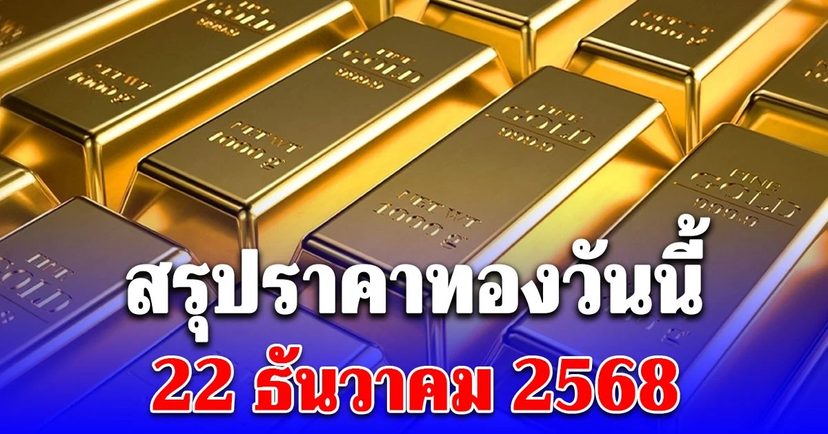 สรุปราคาทองวันนี้ 22 ธันวาคม 2568