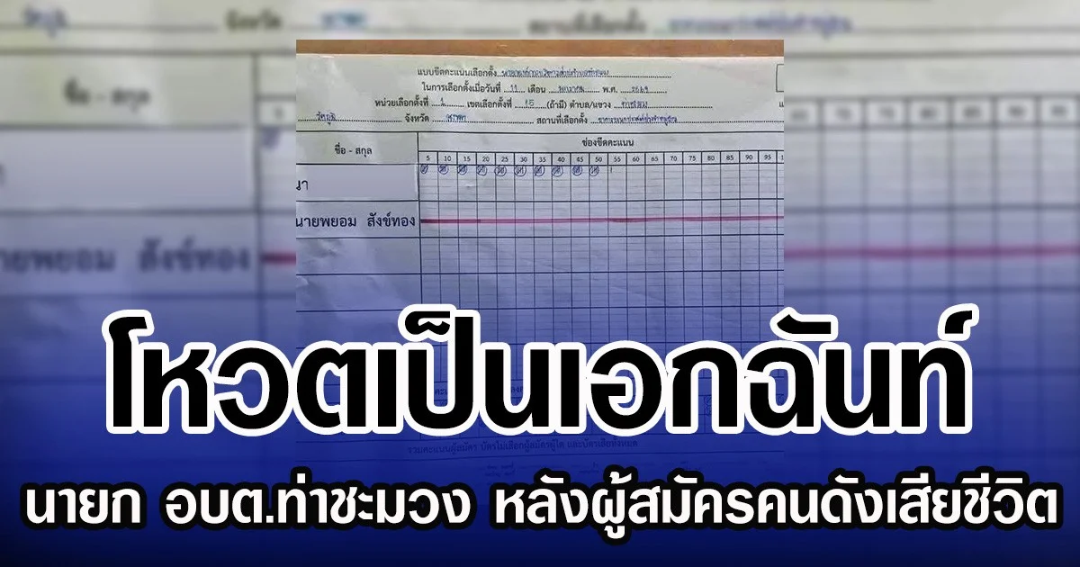 โหวตเป็นเอกฉันท์ เลือกตั้งนายก อบต.ท่าชะมวง หลังผู้สมัครคนดังเสียชีวิต
