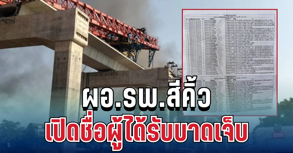 ผอ.รพ.สีคิ้ว เปิดรายชื่อผู้ได้รับบาดเจ็บ เหตุเครนถล่มทับรถไฟ แล้วล่าสุด