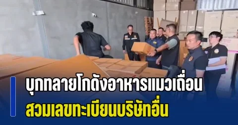 ทาสแมวระวังด่วน! ปคบ. และกรมปศุสัตว์ บุกทลายโกดังอาหารแมวเถื่อน สวมเลขทะเบียนบริษัทอื่น