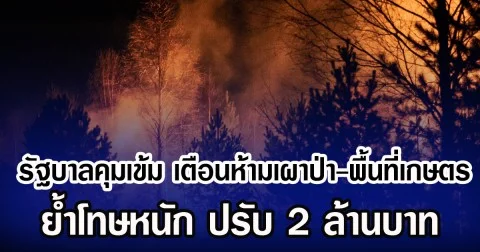 รัฐบาลคุมเข้ม เตือนห้ามเผาป่า-พื้นที่เกษตร ยํ้าโทษหนัก ปรับ 2 ล้านบาท