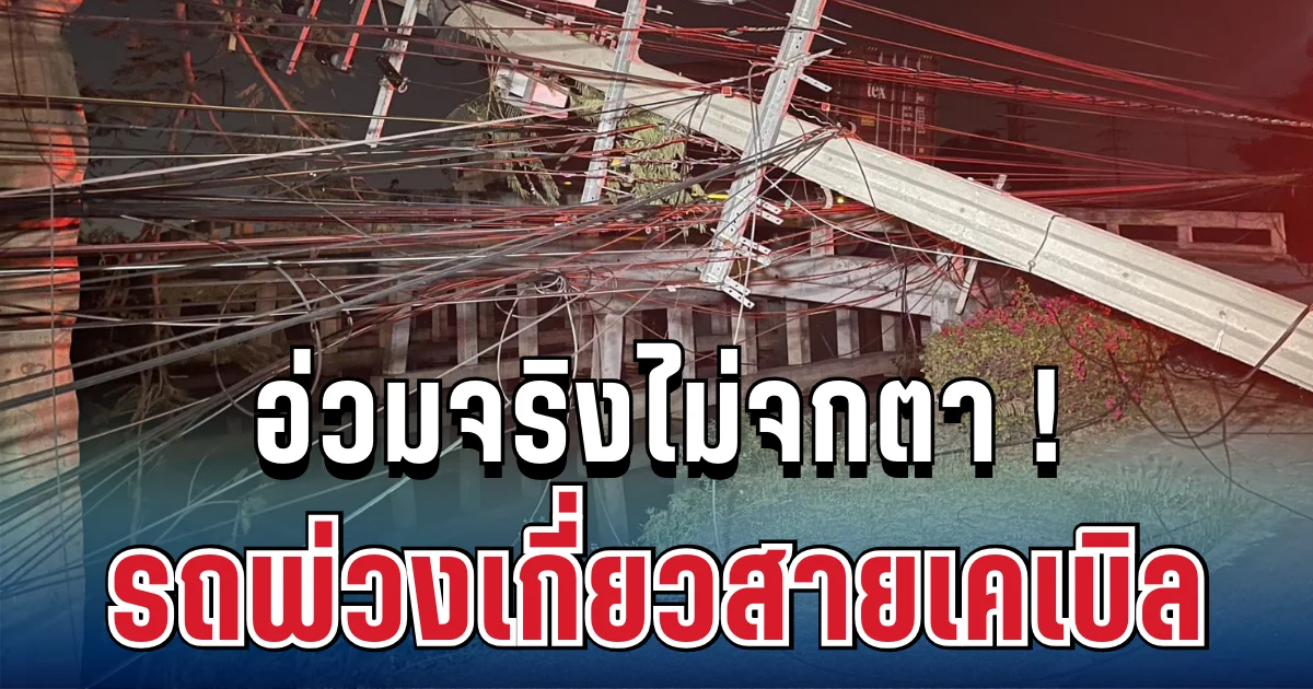 พังทั้งเส้น! รถพ่วงเกี่ยวสายเคเบิล เสาไฟถล่มกว่า 70 ต้น ค่าเสียหายมหาศาล