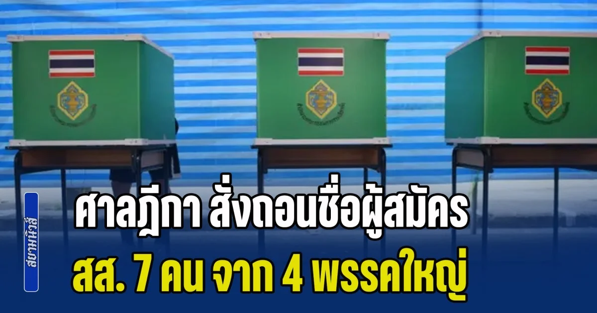 ศาลฎีกา สั่งถอนชื่อผู้สมัคร สส. 7 คน จาก 4 พรรคใหญ่