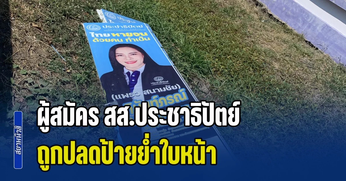 ฟัดกันแรงไร้ลิมิต! ผู้สมัคร สส.ประชาธิปัตย์ ถูกปลดป้ายย่ำใบหน้า ทั่วเขต 2 แปดริ้ว