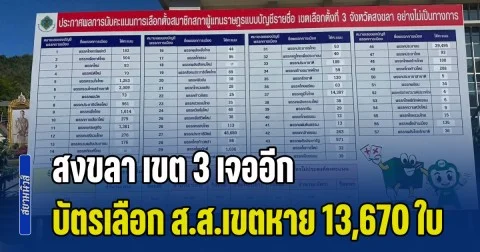 สงขลา เขต 3 เจออีก! บัตรเลือก ส.ส.เขตหาย 13,670 ใบ