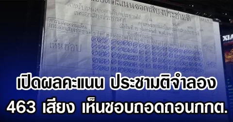 เปิดผลคะแนน ประชามติจำลอง 463 เสียง เห็นชอบถอดถอนกกต.