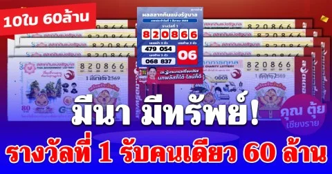 มีนา มีทรัพย์ ทีมลอตเตอรี่พลัส จ.เชียงราย ถูก 10 ใบ 60 ล้าน