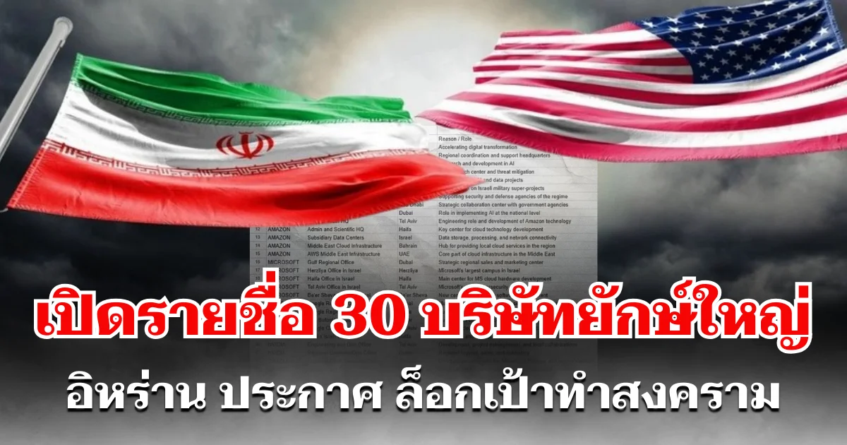 คุ้นๆทั้งนั้น! เปิดรายชื่อ 30 บริษัทยักษ์ใหญ่ อิหร่าน ประกาศ ล็อกเป้าทำสงคราม