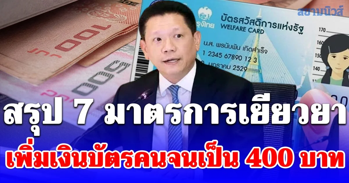 สรุป 7 มาตรการเยียวยา เพิ่มเงินบัตรสวัสดิการแห่งรัฐเป็น 400 บาท