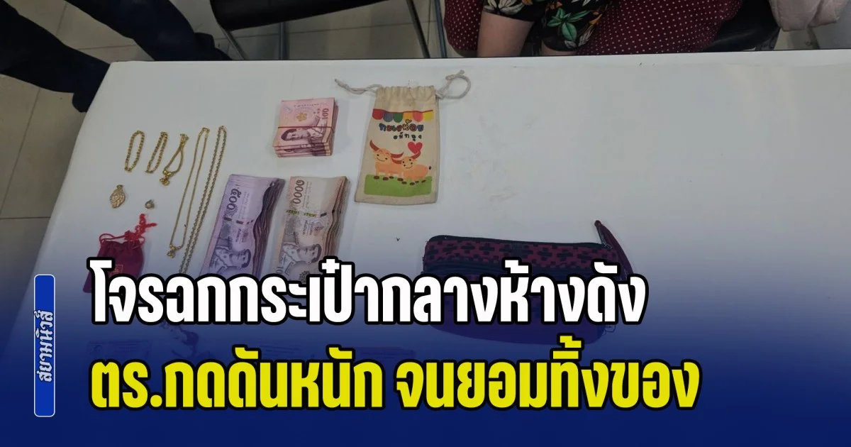 กดดันหนัก! โจรฉกกระเป๋ากลางห้างดัง จนยอมทิ้งของ พบทอง - เงินสดเพียบ ยังจับคนร้ายไม่ได้