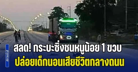 สลด! กระบะซิ่งชนหนูน้อย 1 ขวบ ก่อนรีบชิ่งขับหนีความผิด ปล่อยเด็กนอนเสียชีวิตสลดกลางถนน