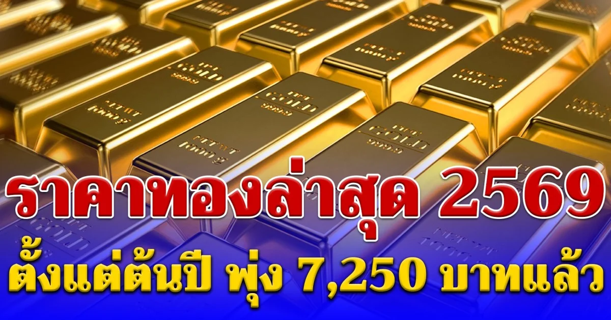 ราคาทองล่าสุด 2569 ตั้งแต่ต้นปี พุ่ง 7,250 บาทแล้ว เช็กการปรับขึ้น-ลง