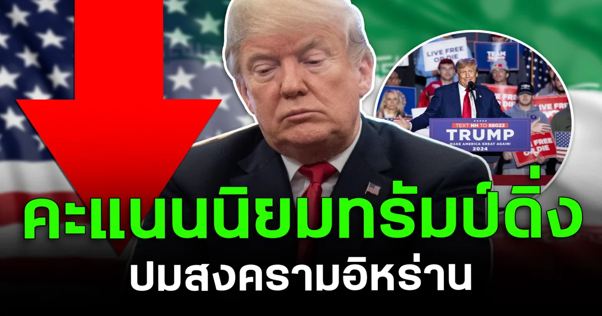 ทรุดหนัก! คะแนนนิยมทรัมป์ดิ่ง ปมสงครามอิหร่าน
