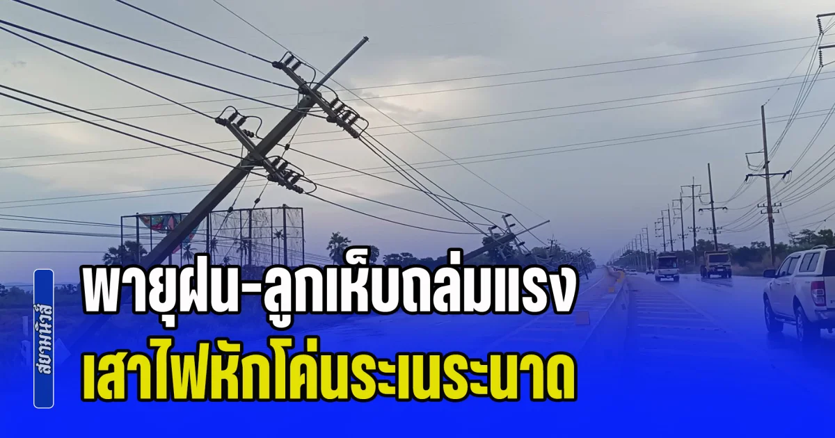 ชัยภูมิอ่วมหนัก พายุฝน-ลูกเห็บถล่มแรง เสาไฟหักโค่นระเนระนาด