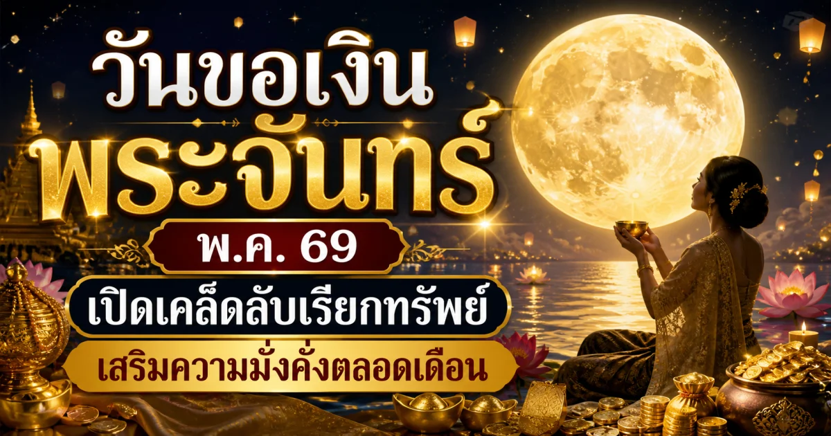 วันขอเงินพระจันทร์ พ.ค. 69 เปิดเคล็ดลับเรียกทรัพย์ เสริมความมั่งคั่งตลอดเดือน