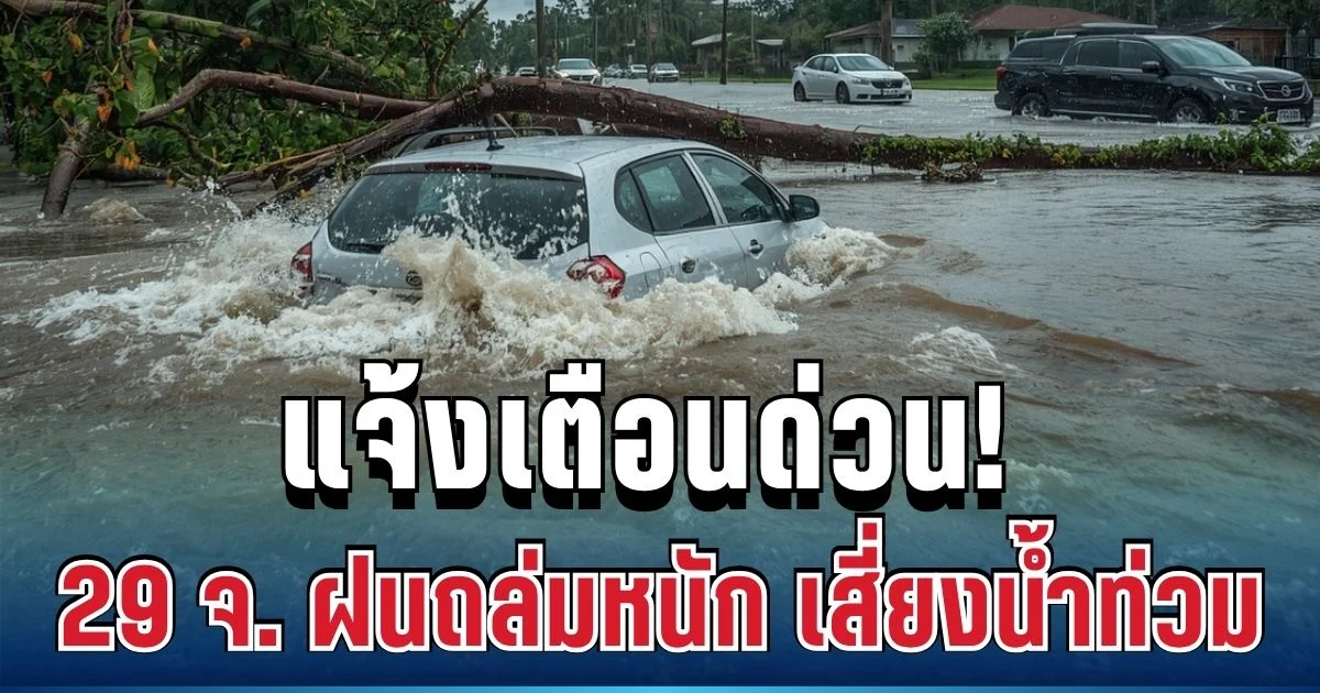 แจ้งเตือนด่วน! ปภ. ประกาศรายชื่อ 29 จังหวัด เสี่ยงน้ำท่วมฉับพลัน ฝนถล่มหนัก 3 วันเต็ม