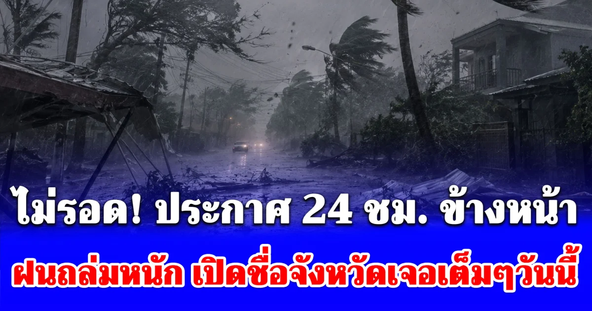 ไม่รอด! ประกาศ 24 ชม. ข้างหน้า เปิดชื่อจังหวัดเจอเต็มๆวันนี้ ฝนถล่มหนัก ลมแรง ระวังอันตราย