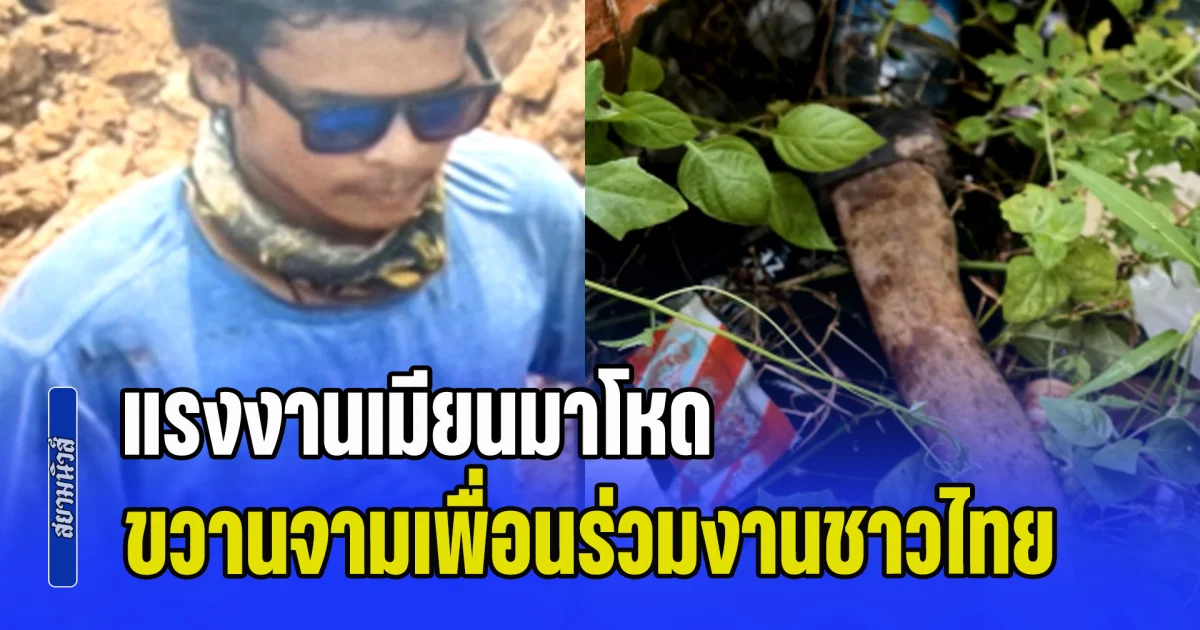 แรงงานเมียนมาโหด! ขวานจามเพื่อนร่วมงานชาวไทย ดับอนาถคาเก้าอี้ผ้าใบ ก่อนชิงรถกระบะนายจ้างหลบหนี