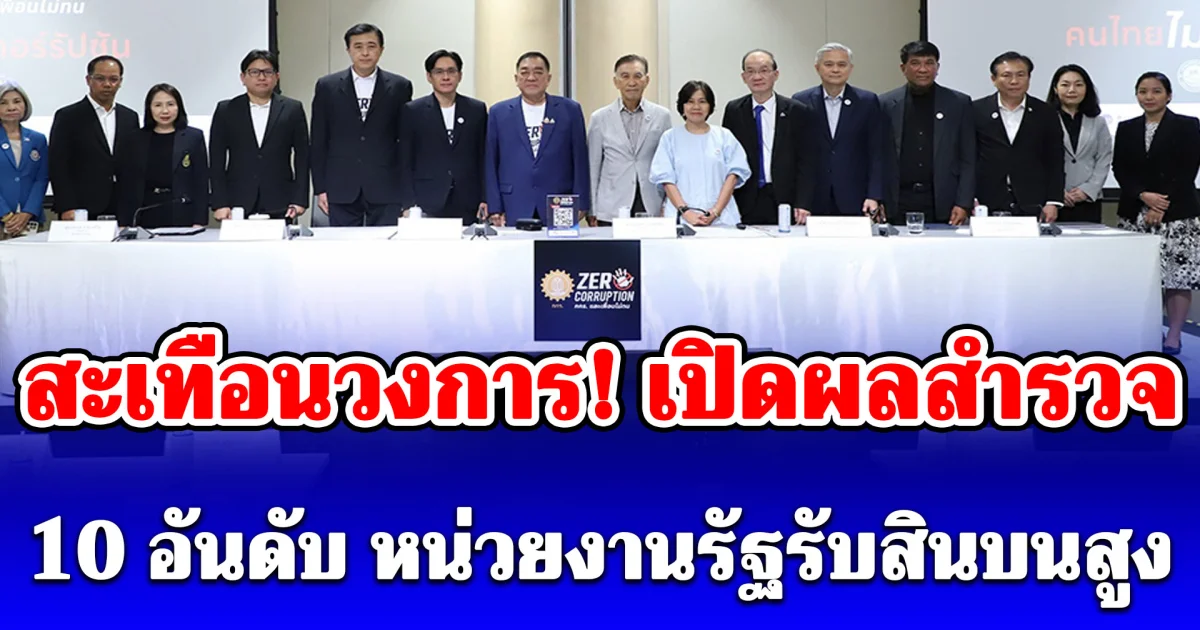 สะเทือนวงการ! เปิดผลสำรวจ 10 อันดับ หน่วยงานรัฐรับสินบนสูง