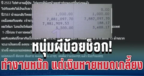 เข่าแทบทรุด! หนุ่มผีน้อยช็อก ทำงานหนักเก็บเงินได้เป็นล้าน สุดท้ายรู้ความจริง เงินหายหมดบัญชี