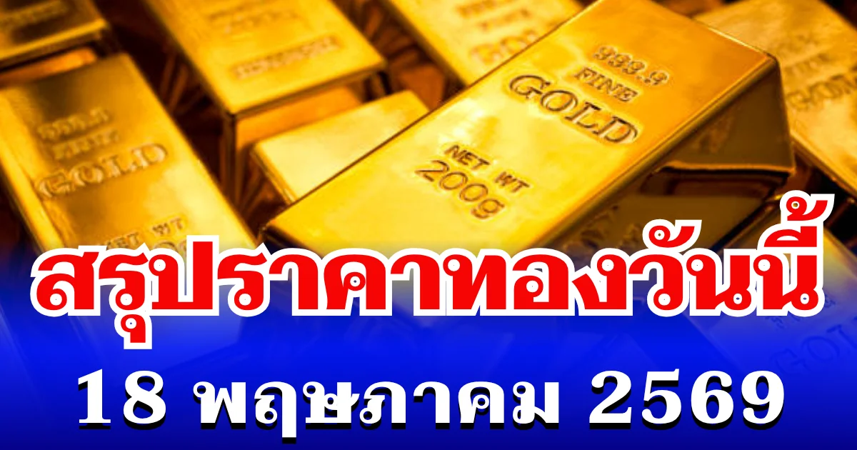 สรุปราคาทองวันนี้ 18 พฤษภาคม 2569