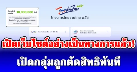 ไทยช่วยไทยพลัส เปิดเว็บไซต์อย่างเป็นทางการแล้ว! เปิดกลุ่มถูกตัดสิทธิทันที