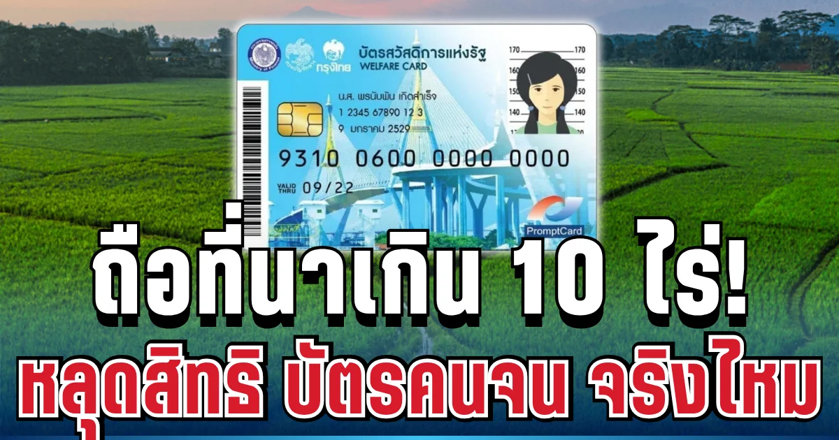 เฉลยแล้ว! ถือที่นาเกิน 10 ไร่ หลุดสิทธิ บัตรคนจน จริงหรือไม่ ล่าสุดมีคำตอบชัด