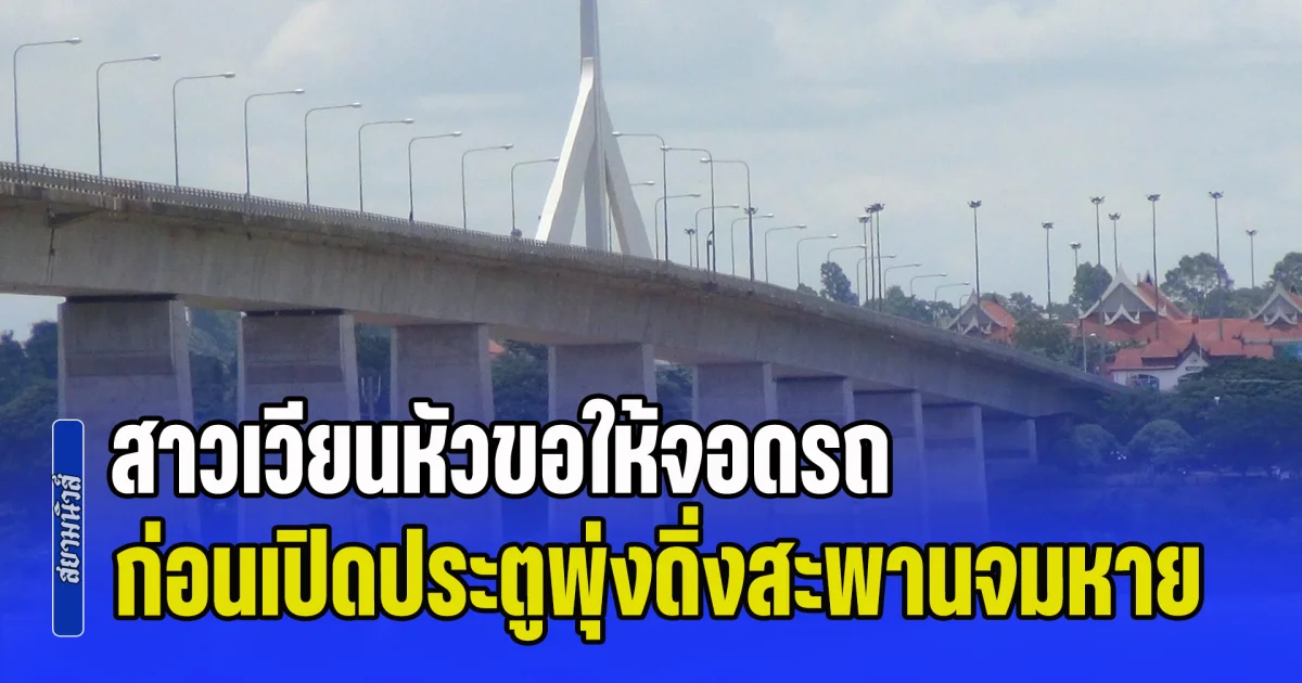 คนขับรถตู้แทบช็อก! สาวเวียนหัวขอให้จอดรถ ก่อนเปิดประตูพุ่งดิ่งสะพานจมหาย