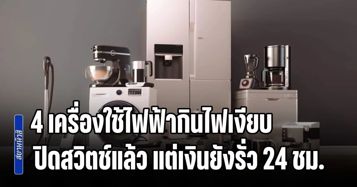 เช็กด่วน! 4 เครื่องใช้ไฟฟ้ากินไฟเงียบ ปิดสวิตช์แล้ว แต่เงินยังรั่วตลอด 24 ชม.