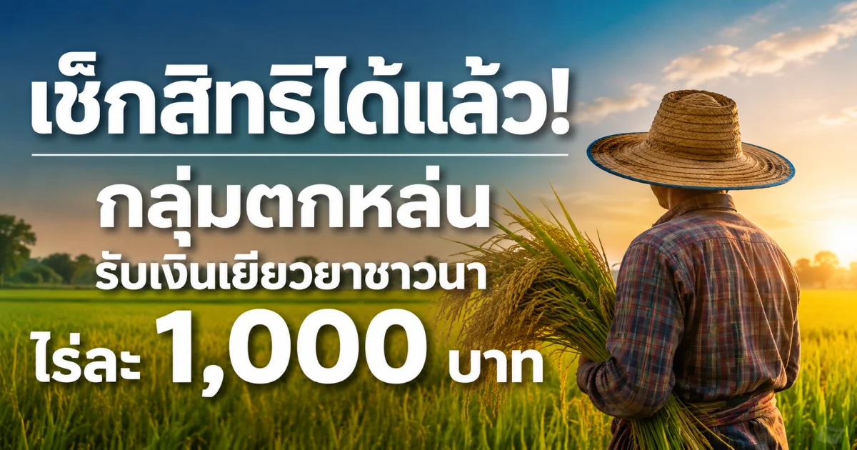 เช็กสิทธิได้แล้ว! กลุ่มตกหล่น รับเงินเยียวยาชาวนาไร่ละ 1,000 บาท