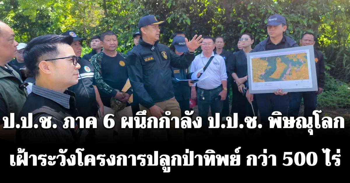 ป.ป.ช. ภาค 6 ผนึกกำลัง ป.ป.ช. พิษณุโลก เฝ้าระวังโครงการปลูกป่าทิพย์ กว่า 500 ไร่