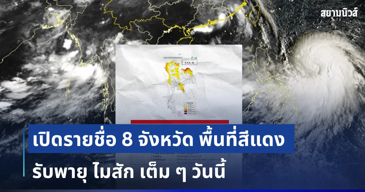 มาหนักแน่! เปิดรายชื่อ 8 จังหวัด พื้นที่สีแดง รับพายุไมสัก เต็ม ๆ วันนี้