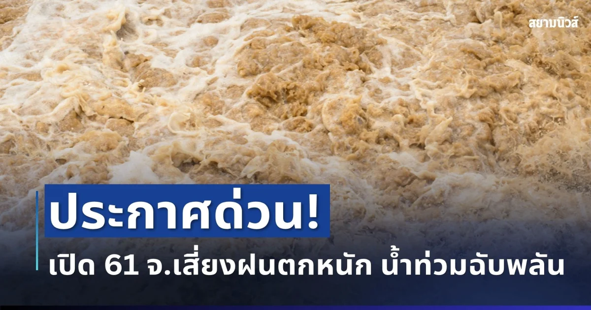 แจ้งเตือนด่วน! ปภ. ประกาศ 61 จังหวัด เสี่ยงฝนตกหนัก น้ำท่วมฉับพลัน