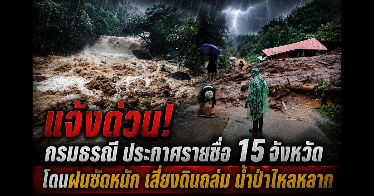 แจ้งด่วน! กรมธรณี ประกาศรายชื่อ 15 จังหวัด โดนฝนซัดหนัก เสี่ยงดินถล่ม น้ำป่าไหลหลาก