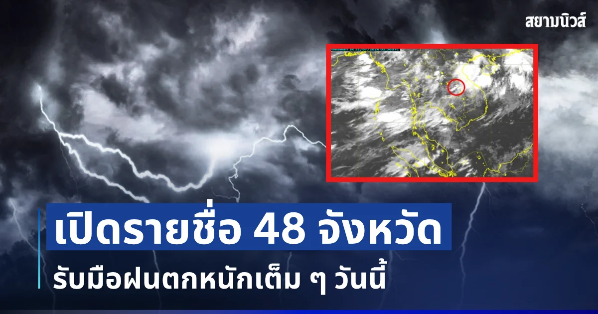 มาแน่หนักด้วย! เปิดรายชื่อ 48 จังหวัด กรมอุตุฯ เตือนรับมือฝนตกหนักเต็ม ๆ วันนี้