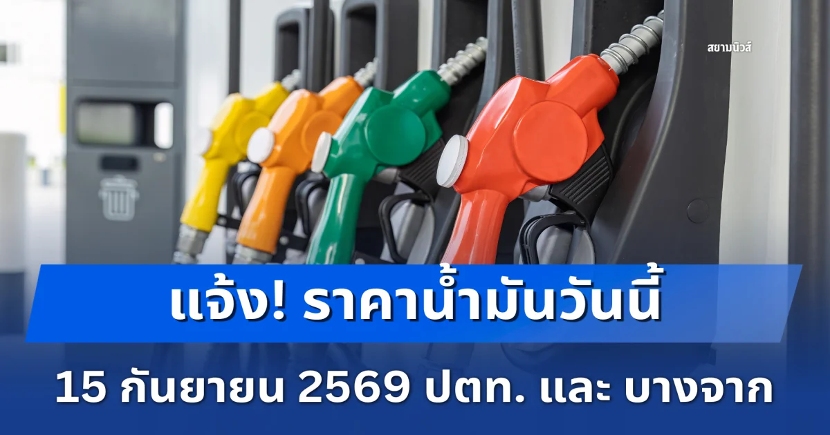 แจ้ง! ราคาน้ำมันวันนี้ 15 กันยายน 2569 ปตท. และ บางจาก หลังปรับขึ้น