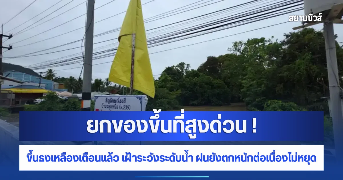 ยกของขึ้นที่สูงด่วน ! ล่าสุดขึ้นธงเหลืองเตือนแล้ว เฝ้าระวังระดับน้ำ ฝนยังตกหนักต่อเนื่องไม่หยุด