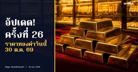 อัปเดตล่าสุด! ราคาทองคำวันนี้ 30 ต.ค. 69 ประกาศครั้งที่ 26